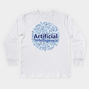 Artificial Intelligence Data Science Word Cloud | Blue Kids Long Sleeve T-Shirt